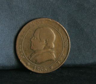 Papal Vatican 1866 Italian States 1 Soldo Copper World Coin Itlay Pope Pius Ix photo