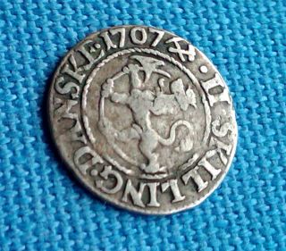 1707 Frederik Iv Norwegian 2 - Skilling Silver Coin photo
