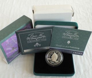 Great Britain: 2000 Queen Mother Centenary,  Piedfort Silver Proof £5 Crown,  Rare photo