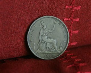 1876 H Great Britain 1/2 Penny Half Bronze World Coin Britania Seated Uk England photo
