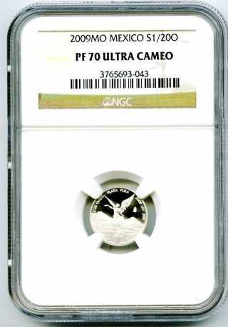 2009 Mexico 1/20 Oz Onza Silver Proof Libertad Ngc Pf70 Ucam Just 5,  000 Mintage photo