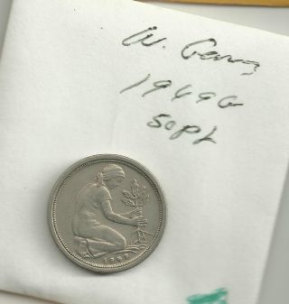 1949 - G Germany 50 Pfennig Coin Scarce Km 104 Copper - Nickel Currency Reform photo