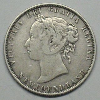 1900 Newfoundland 50 Silver Cents Grading Vf+ Q163 photo