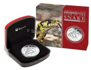 Australia 2013 - P Year Of The Snake Chinese Lunar Zodiac $1 1 Ounce Pure Silver D photo