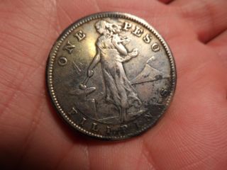 1908 - S Us Filipinas One Peso Silver Coin,  80% Silver,  1 Peso Philippines photo