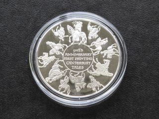 First Printing Of The Canterbury Tales Silver Art Medal 1975 Franklin C2335 photo