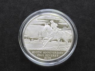 Paul Revere ' S Ride Silver Art Medal 1975 Franklin C2308 photo