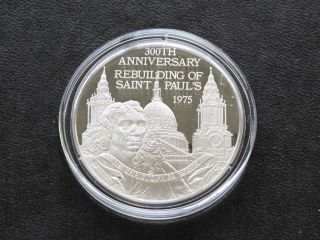 Rebuilding Of St.  Paul ' S Cathedral Silver Art Medal 1975 Franklin C2336 photo