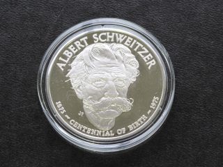 The Birth Of Albert Schweitzer Silver Art Medal 1975 Franklin C2306 photo