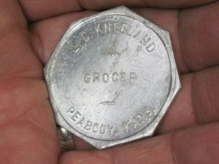 Good For $1.  In Trade Token Peabody Kansas Coin L.  D.  Kneeland Grocer photo