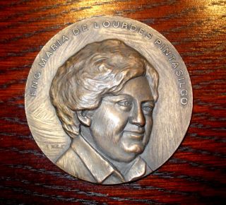 Maria Lourdes Pintasilgo Woman Prime Minister.  Bronze Medal Portugal By Valente photo