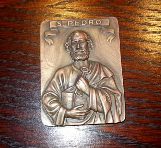 St.  Peter With Key / Poem Portugal Bronze Medal By Cabral Antunes photo