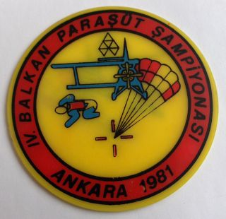 1981 Balkan Paratrooper Parachutist Championship Participant Sport Medal Plaque photo