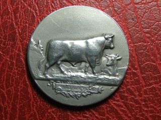 Art Nouveau Agriculture Bull Silver Plated Medal photo