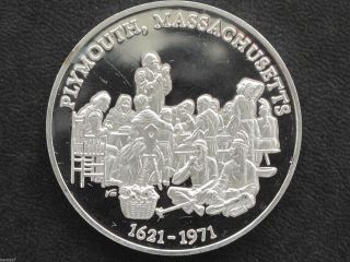 350th Anniversary Pilgrims First Thanksgiving Silver Medal Franklin D2633 photo