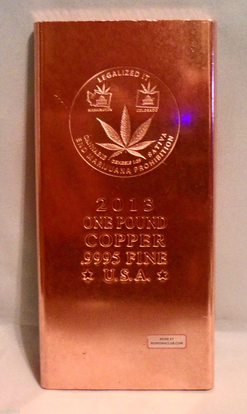 Pound Legalized It Marijuana.  9995 Copper Bullion Bar Exclusive Bullion photo