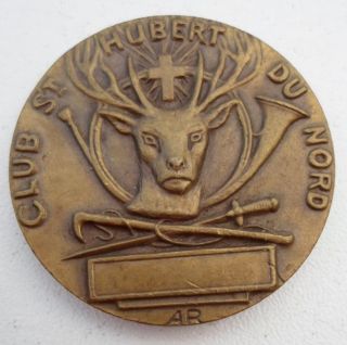 St Hubert / Saint Hubertus & Stag Hunting Bronze Medal photo