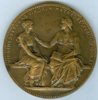 1884 French Medal To Honor The Beginning Of Secondary Education For Girls O ' Roty photo