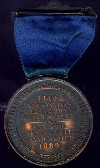 Illinois 1889 Grand Lodge Medal With Ribbon & Jonas 1840 1st Jew - Abe Lincoln photo