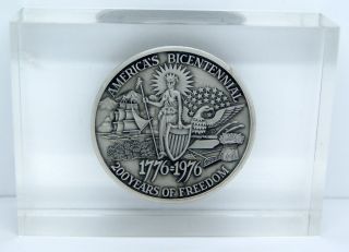 1976 Central States Can Co.  Art Round Medal 2oz Sterling Silver Paperweight Nr photo
