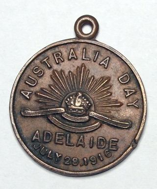 1916 - Australia Day - Adelaide - Anzac Medallion - 3.  2 Grams - 20 Mm Diameter photo