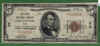 {cincinnati} $5 The First National Bank Of Cincinnati Ohio Ch 24 Vf photo