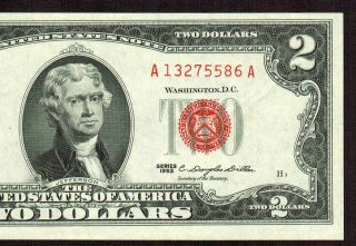 $2 1963 Dollar Red Seal (choice Almost Uncirculated) More Currency 4 photo
