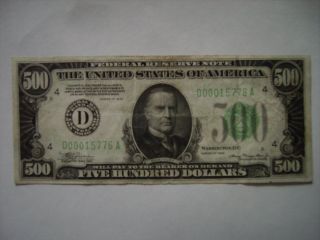 1934 Series 500 Dollar Federal Reserve Note photo