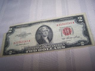 1953 $2.  00 United States Note Red Seal Two Dollar Bill Legal Tender Note photo