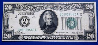 1928 $20 Federal Reserve Note.  Green Seal Fr - 2050b Au photo