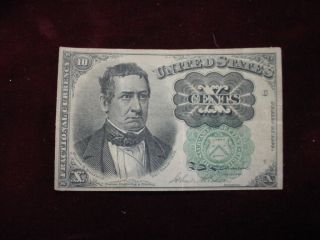 10 Cents Fractional Currency,  5th Issue,  Fr - 1264 Green Seal Vf photo