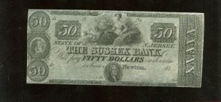Sussex Bank Of Newton Jersey $50 Banknote Cu photo