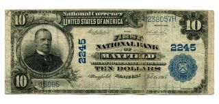 1902 $10 National Bank Note First National Bank Mayfield Ky 2245 Fn photo