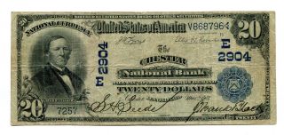 1902 $20 National Bank Note Chester National Bank Chester Pa 2904 Fn photo