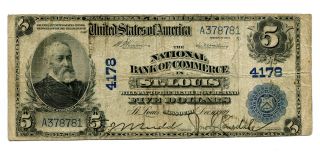 1902 $5 National Bank Note National Bank Of Commerce St.  Louis Mo 4178 Fn photo