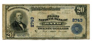 1902 $20 National Bank Note First National Bank Bath Me 2743 Vg photo