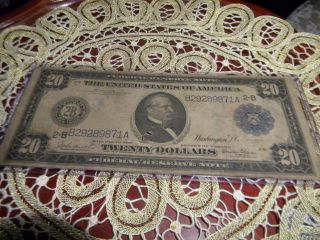1914 Grover Cleveland $20.  00 Large Note.  Old Money $$$$$.  2b York York photo