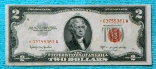 1953c $2 Star Red Seal Note Two Dollar Bill - Rs4 photo
