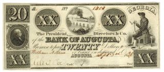 $20 1836 Bank Of Augusta Georgia Obsolete More Currency Aer photo