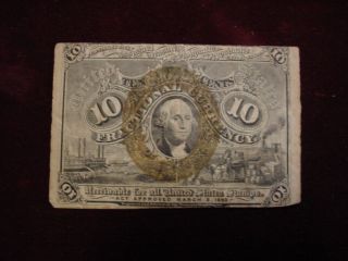 10 Cents Fractional,  2nd Issue,  Fr - 1246 Surcharge 