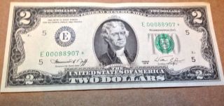 Two Dollar Bill 1976 E Richmond,  Virginia Star Note With Low / 3 - 000 ' S photo