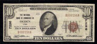 Rare,  Ogden,  Utah,  Charter 7296,  Series1929,  $10.  00 Type - 1,  12 Reported photo