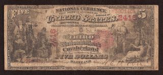 Cumberland,  Md,  Ch 2416,  1875 $5.  00 Series 1875,  1st Charter photo