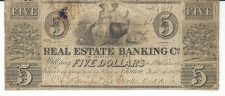 Rare State Of Mississippi Clinton $5 1839 Hines County R.  E.  Banking Co.  8418 photo