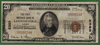 {lawrenceville} $20 The 1st Nb Lawrenceville Il Ch 5385 One Bank Town photo