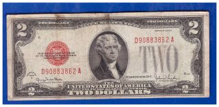 1928g $2 Dollar Bill Old Us Note Legal Tender Paper Money Currency Red Seal K - 33 photo