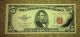 $5 Red Seal United States Note With Rare Inking Smear Error On Right Front Face Small Size Notes photo 1