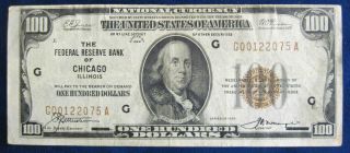 Series 1929 $100 National Bank Note Federal Reserve Bank Of Chicago (327n) photo