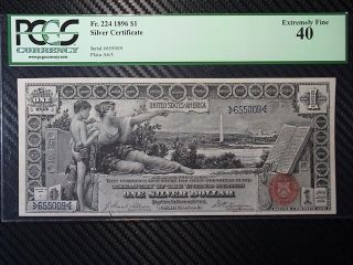 1896 $1 Educational Silver Certificate Fr.  224 Pcgs 40 photo