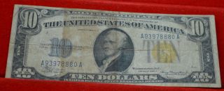 1934 - A $10 North African Silver Certificate Us Small B111additionalitemsshipfree photo